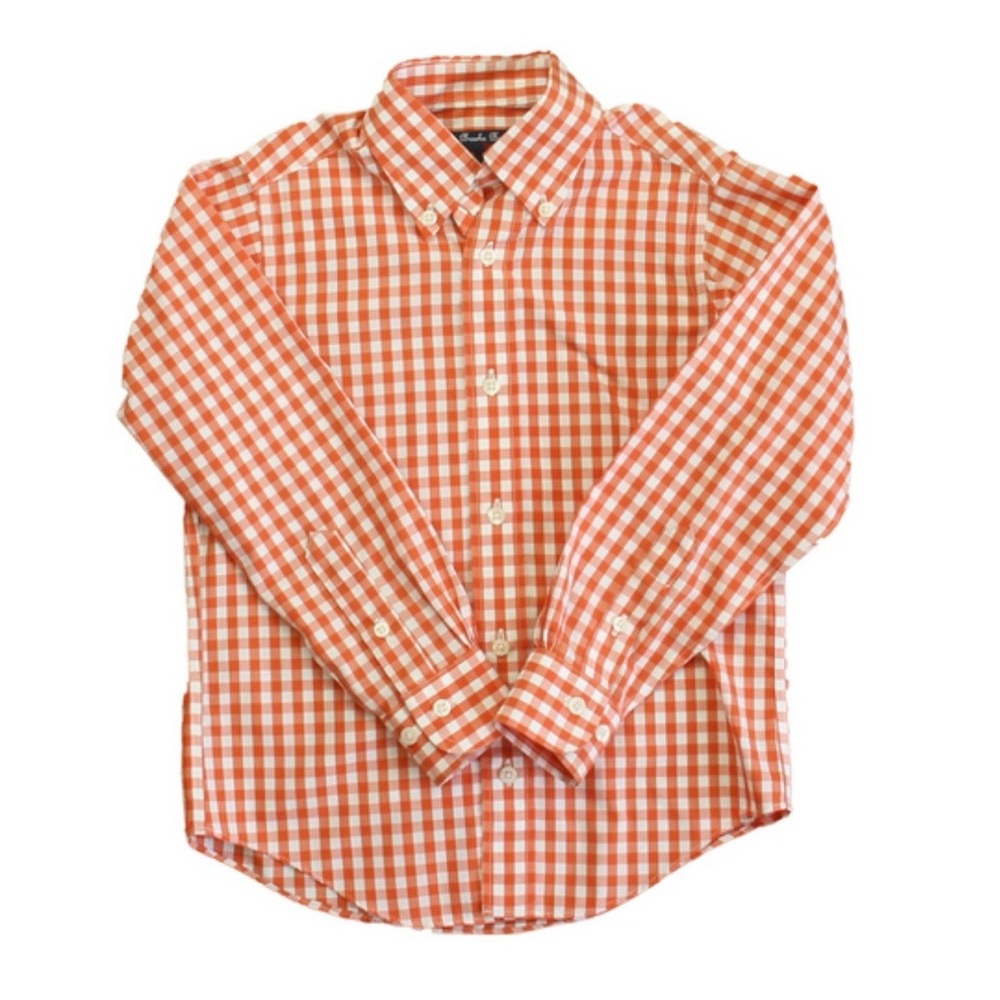 NWT Brooks Brothers Boys Long Sleeve Button Down Shirt Large Orange 100% cotton